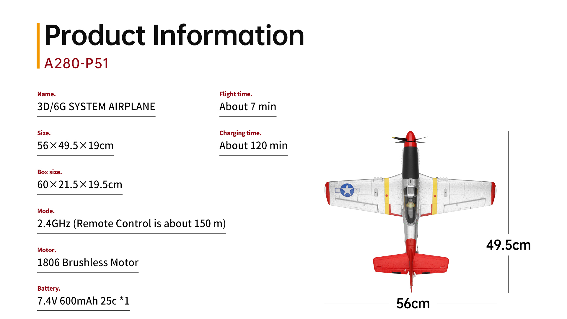 XK-A280-P-51-Mustang-3D6G-System-560mm-Spannweite-24GHz-4CH-EPP-RC-Kampfflugzeug-RTF-Mit-LED-Lichter-1978203-12